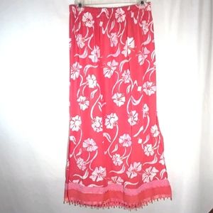 Studio X coral pink floral cotton maxi skirt